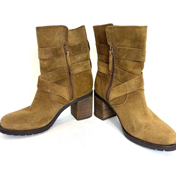 Clarks - Artisan Malvet Doris Brown Suede Mid-Calf Heeled Boots - Women's 7.5 - Picture 7 of 10